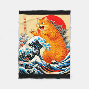 Cobertor De Velo Catzilla gato laranja arte japonesa para homens mu