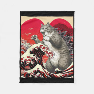 Cobertor De Velo Catzilla Gato Valentine Arte Japonês Presente Dive