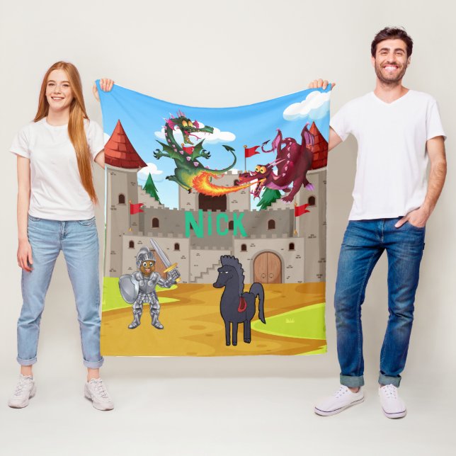 Cobertor De Velo Cavaleiro em Armadilha brilhante e Dragões Bobos (In Situ)