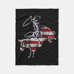 Cobertor De Velo Cavalgada de touro de rodeio americano retrô grung