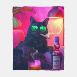 Cobertor De Velo Cavalheiro Bebendo Gato Whiskey | Bar engraçado