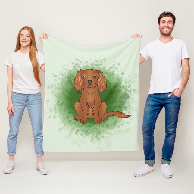 Cobertor De Velo Cavalier King Charles Spaniel de Ruby em Verde (In Situ)