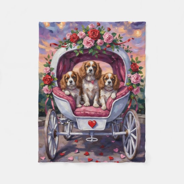 Cobertor De Velo Cavalier King Charles Spaniel Dog Valentine's Day (Frente)