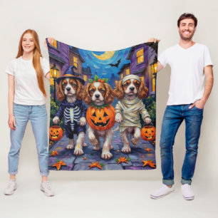 Cobertor De Velo Cavalier King Charles Spaniel Halloween