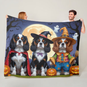 Cobertor De Velo Cavalier King Charles Spaniel Pumpkin Halloween