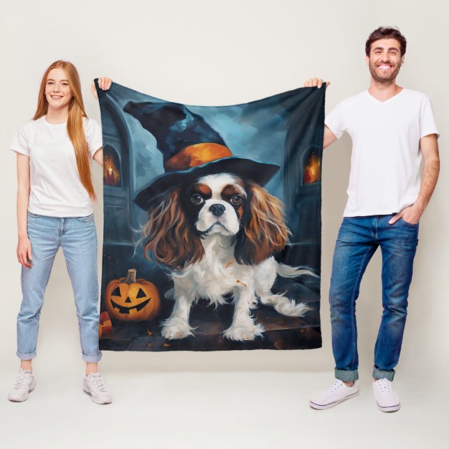 Cobertor De Velo Cavalier King Pumpkins Halloween Scary (In Situ)