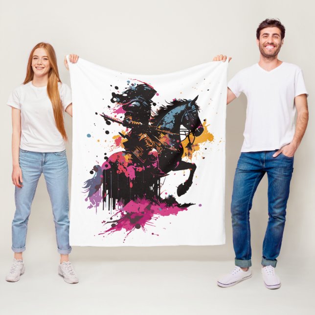 Cobertor De Velo Cavalo de cavalaria de guerra na aquarela (In Situ)