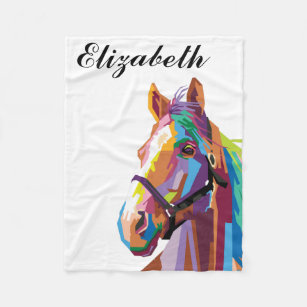 Cobertor De Velo Cavalo de Pop de Arte Personalizado Colorido