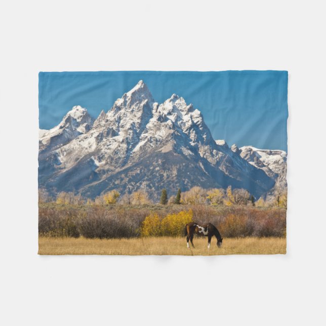 Cobertor De Velo Cavalo e Grand Tetons, Moose Head Ranch (Frente (Horizontal))