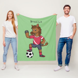 Cobertor De Velo Cavalo engraçado bonito jogando cartoon de futebol