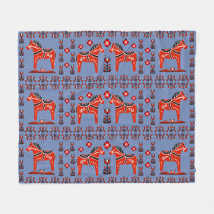 Cobertor De Velo Cavalo folk de Dala, nórdico/norueguês, vermelho