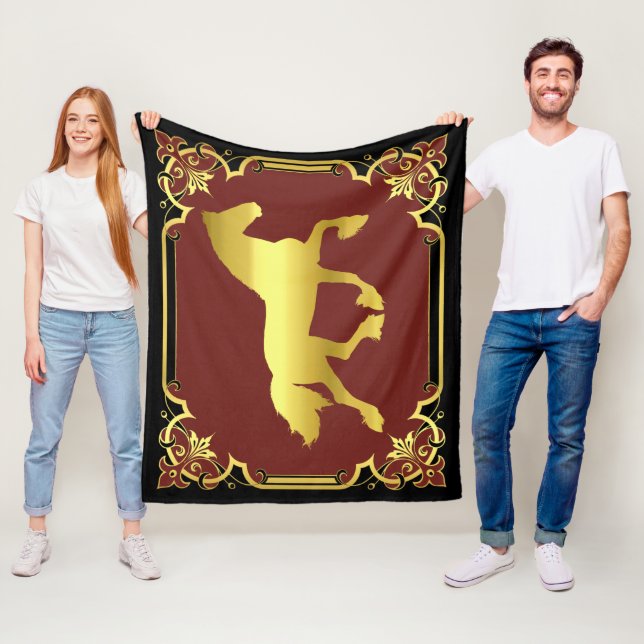 Cobertor De Velo Cavalo frisético, silhueta/ouro/preto/vermelho (In Situ)