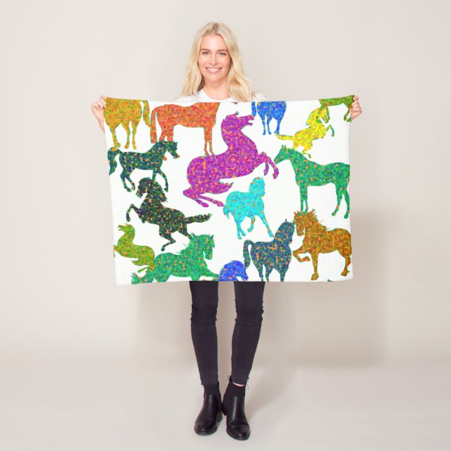 Cobertor De Velo Cavalos Arco-Íris - "Dotty sobre Cavalos!" (In Situ)