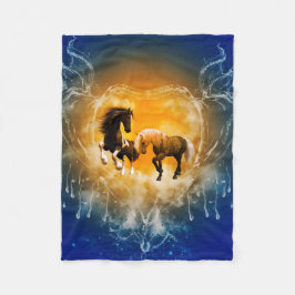 Cobertor De Velo Cavalos bonitos com um coração feito da água
