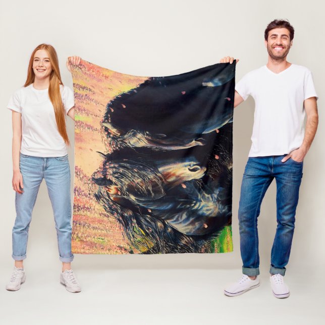 Cobertor De Velo Cavalos da frísia, garanhão/égua negra, Wisteria (In Situ)