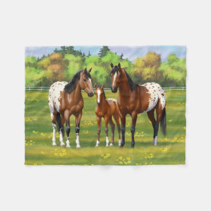 Cobertor De Velo Cavalos De Marrom Da Baía Appaloosa Em Pastagem D