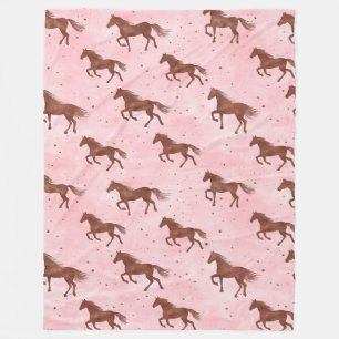 Cobertor De Velo Cavalos Florais Rosa Feminino Marrom