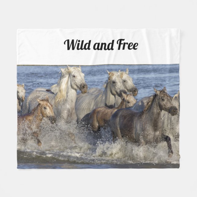 Cobertor De Velo Cavalos galopando na água (Frente (Horizontal))