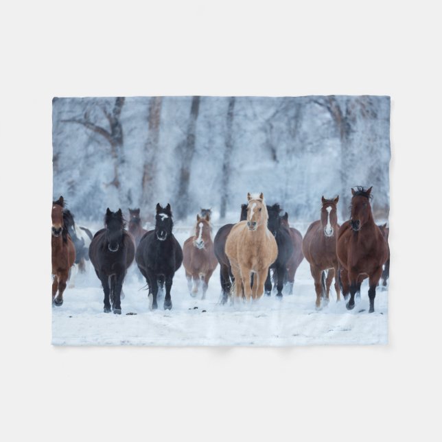 Cobertor De Velo Cavalos no Frio (Frente (Horizontal))