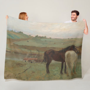 Cobertor De Velo Cavalos num Prado, Pintura a Petróleo, Edgar Degas