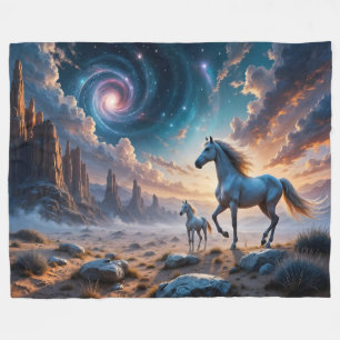 Cobertor De Velo Cavalos Selvagens Mare e Galos na paisagem do Dese