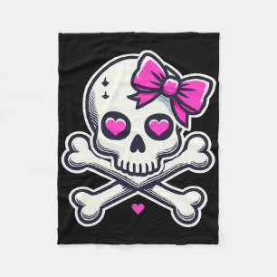Cobertor De Velo Caveira Com Laço Caveira de Menina Rosa Halloween