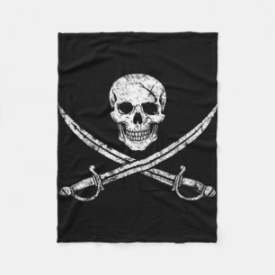 Cobertor De Velo Caveira de pirata ossos cruzados espada jolly roge
