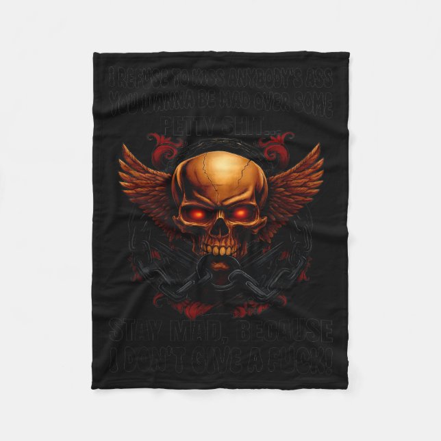 Cobertor De Velo Caveira Eu Me Recuso A Beijar Qualquer Um Seu Você (Frente)