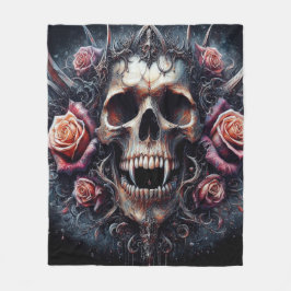 Cobertor De Velo Caveira Gótica Adornada com Rosas