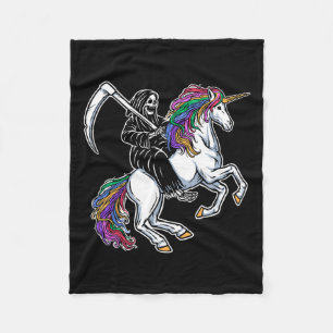 Cobertor De Velo Ceifador Cavalgando Arco-íris Esqueleto Unicórnio 