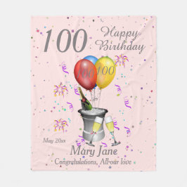 Cobertor De Velo Celebração de 100º aniversário rosa