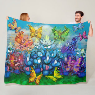 Cobertor De Velo Celebração de Bluebonnets Pixies Fleece Blanket