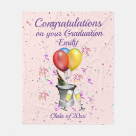 Cobertor De Velo Celebração de Graduação na moda cor-de-rosa