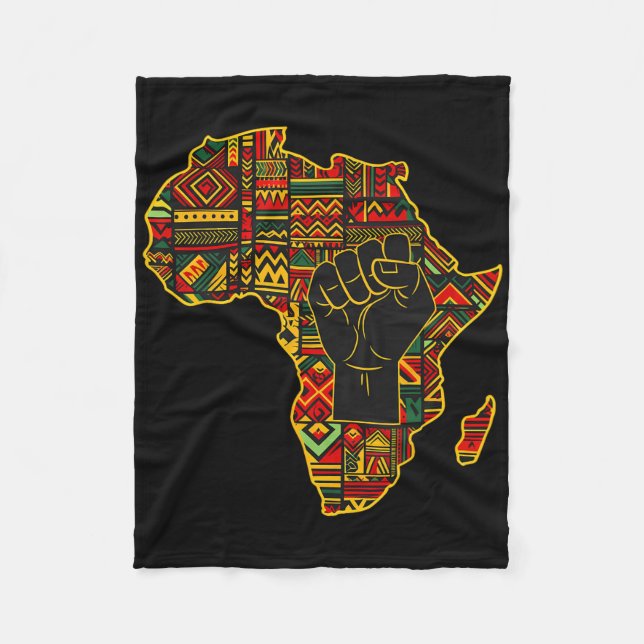 Cobertor De Velo Celebração do Mês da História Negra Punho do Mapa  (Frente)
