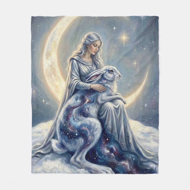 Cobertor De Velo Celestial Galaxy Hare Moon Goddess Fantasy Art (Frente)