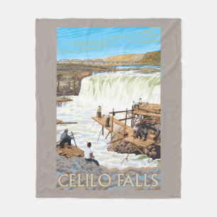 Cobertor De Velo Celilo cai poster das viagens vintage da pesca