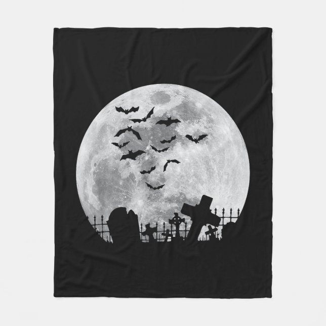 Cobertor De Velo Cemitério de lua cheia de Halloween Cemitério de c (Frente)