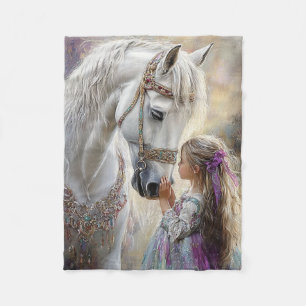 Cobertor De Velo Cena Celeste de Cavalo Branco Whimsical Lil Girl