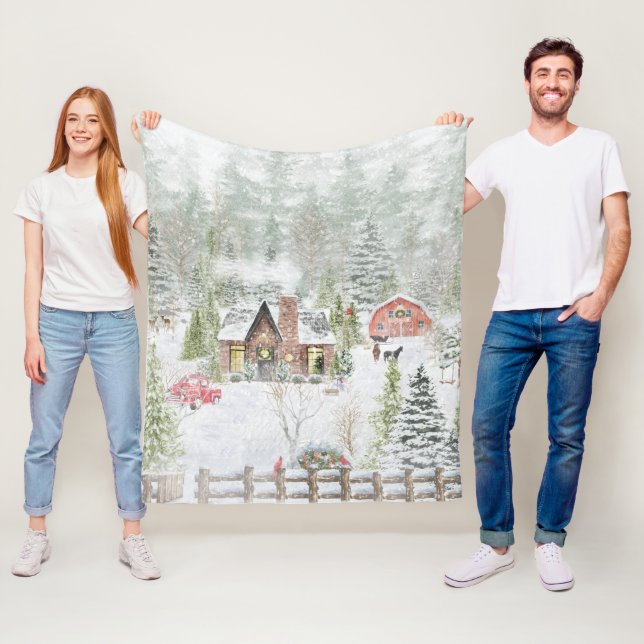 Cobertor De Velo Cena de Cabina de Natal Snowy Winter (In Situ)