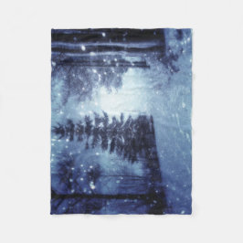 Cobertor De Velo Cena de inverno da Floresta Mágica Azul Lua