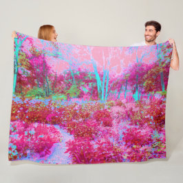 Cobertor De Velo Cena de Jardim Vermelho e Rosa Impressionista