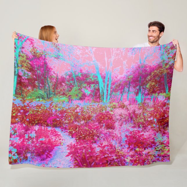 Cobertor De Velo Cena de Jardim Vermelho e Rosa Impressionista (In Situ)