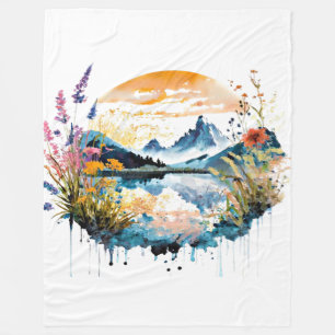 Cobertor De Velo Cena de montanha em aquarela
