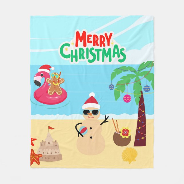 Cobertor De Velo Cena de Natal de Praia (Frente)