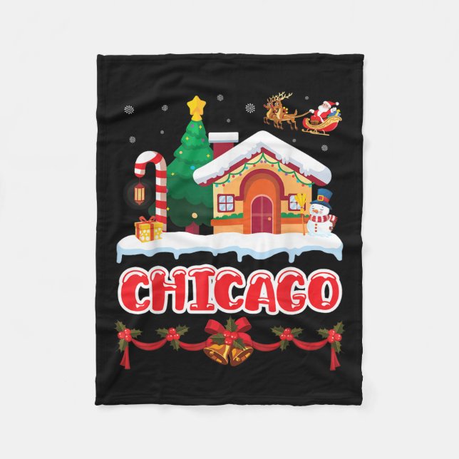 Cobertor De Velo Cena De Natal Festiva Em Chicago (Frente)