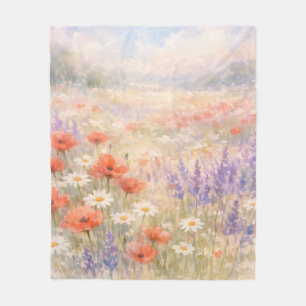 Cobertor De Velo Cena de prado de flores silvestres em aquarela