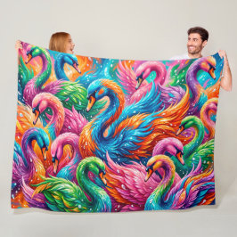 Cobertor De Velo Cena de Sonho de Cisne Vibrante – Boho Psicodélico