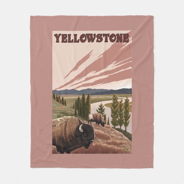 Cobertor De Velo Cena de YellowstoneBison (Frente)