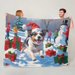 Cobertor De Velo Cena Festiva de Neve Terrier Christmas australiana