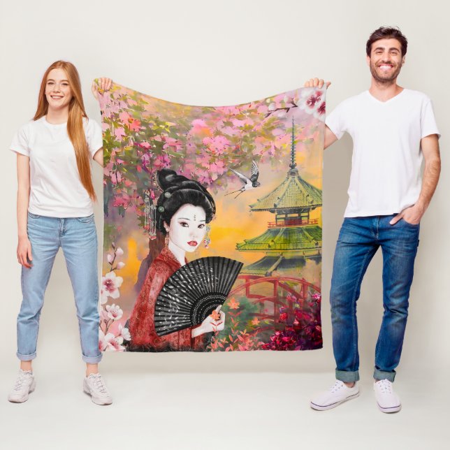 Cobertor De Velo Cena Japonesa Com Mulher (In Situ)
